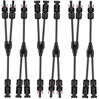 Aiqeer 3 Pares Solar Panel Cable Conectores- Solar Cable Conector Y Branch MFF-MMF- Solar Fotovoltaico Paralelo Conector